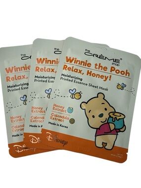 Bundle of 3 The Creme Shop Winnie The Pooh Relax, Honey masks